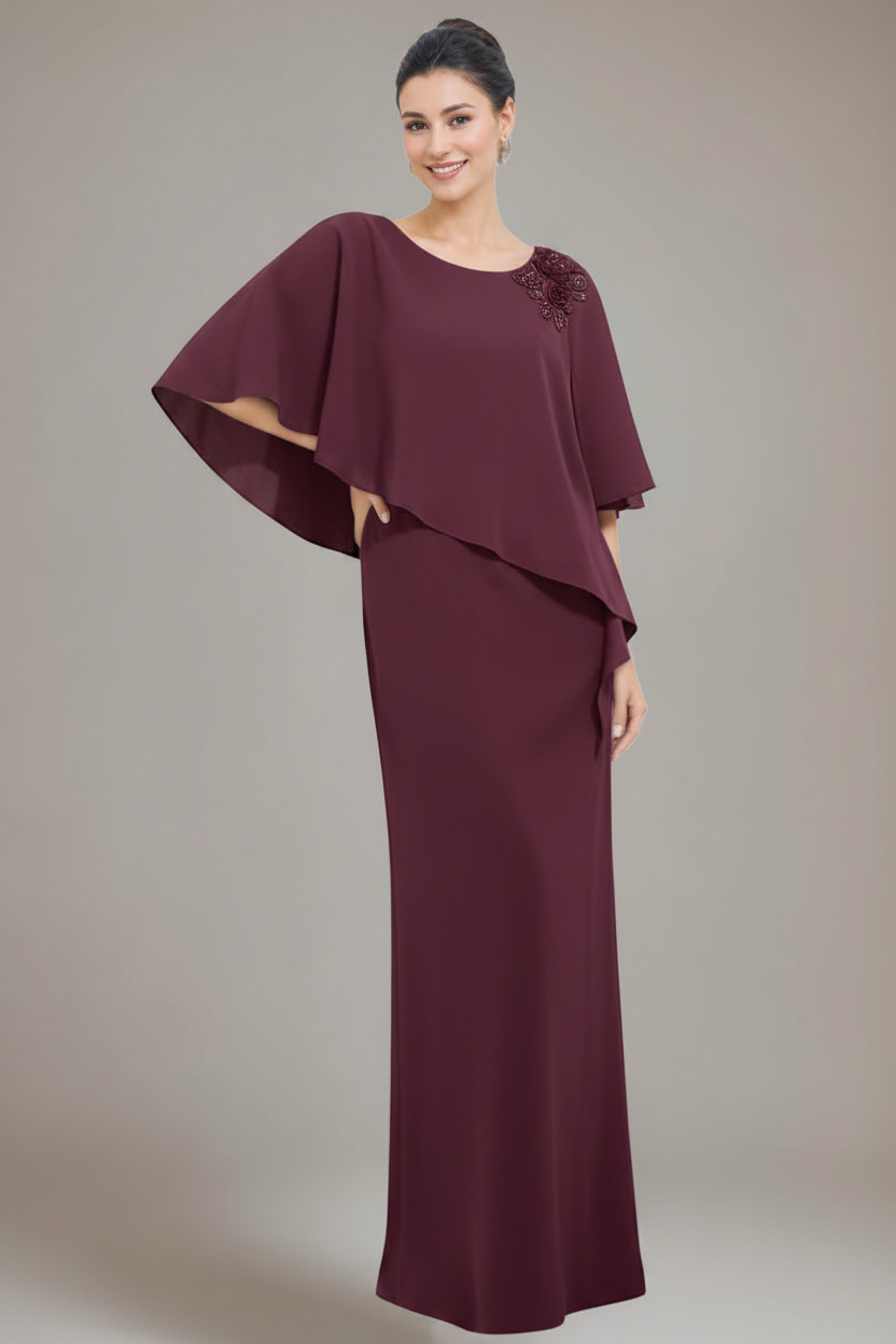 Sheath/Column Scoop Neck Mother Of The Bride & Groom Dresses with Appliques & Beadings
