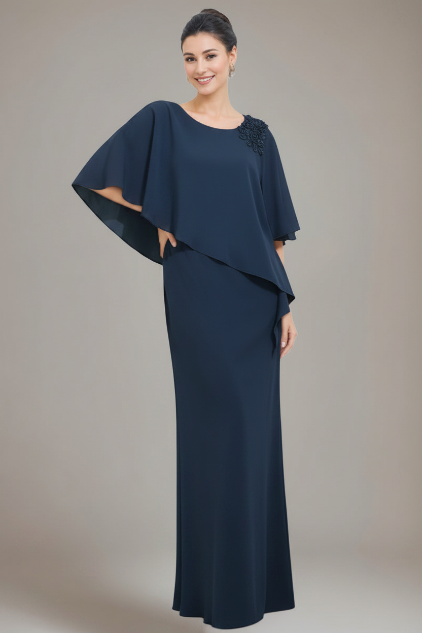 Sheath/Column Scoop Neck Mother Of The Bride & Groom Dresses with Appliques & Beadings