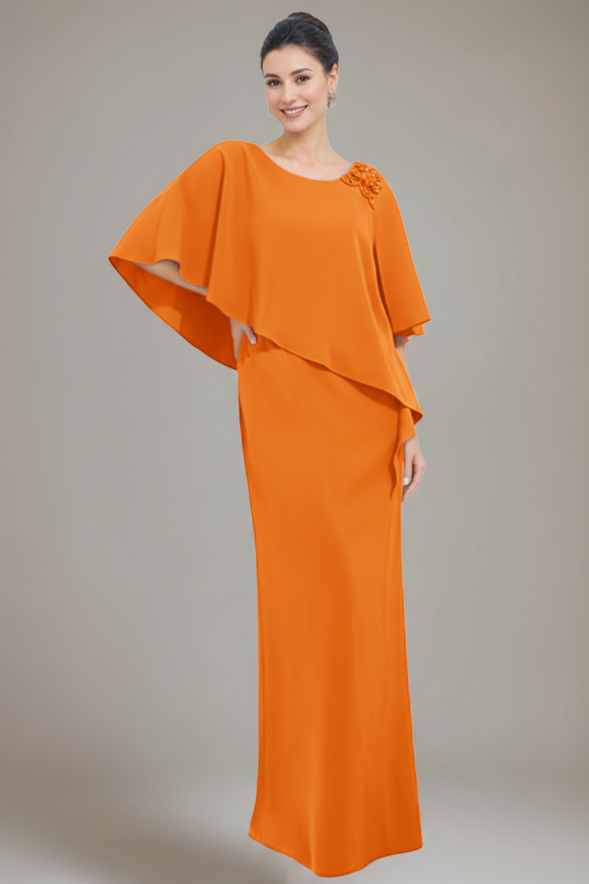 Sheath/Column Scoop Neck Mother Of The Bride & Groom Dresses with Appliques & Beadings