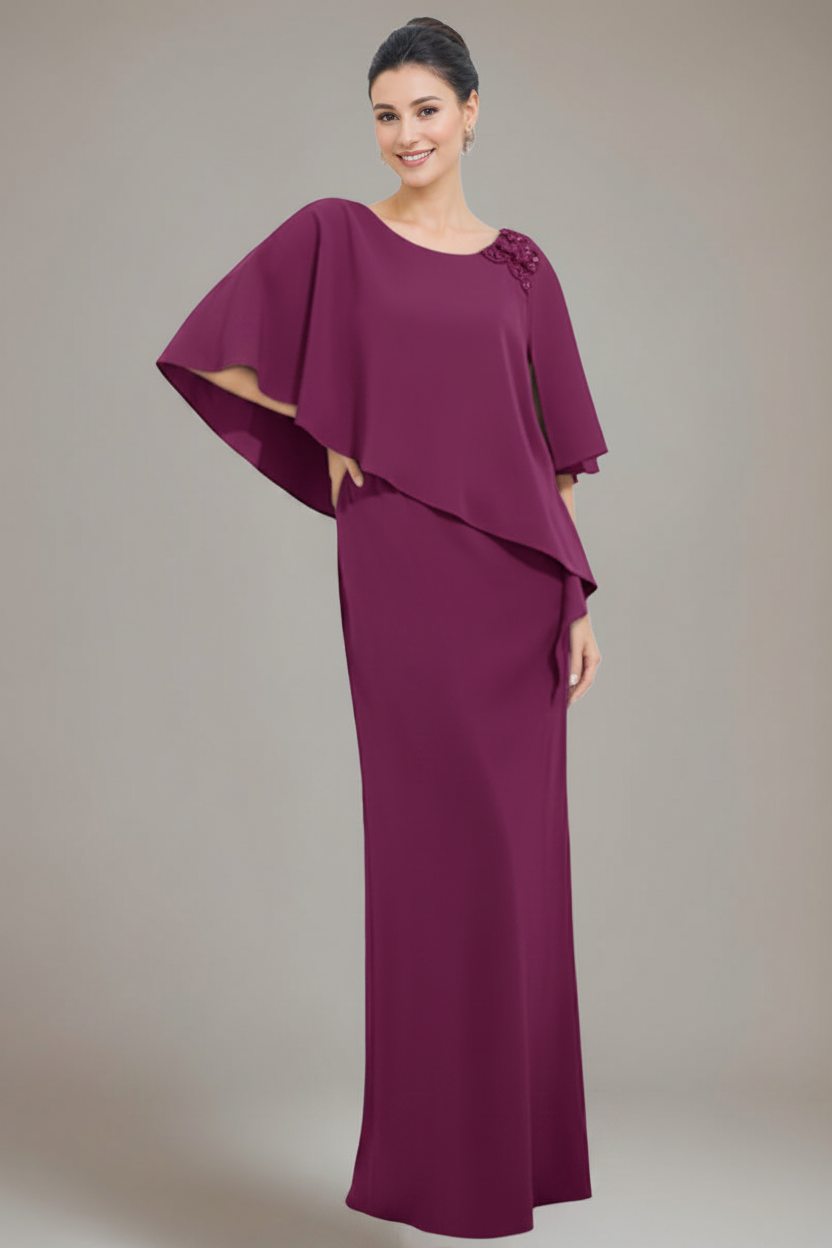Sheath/Column Scoop Neck Mother Of The Bride & Groom Dresses with Appliques & Beadings