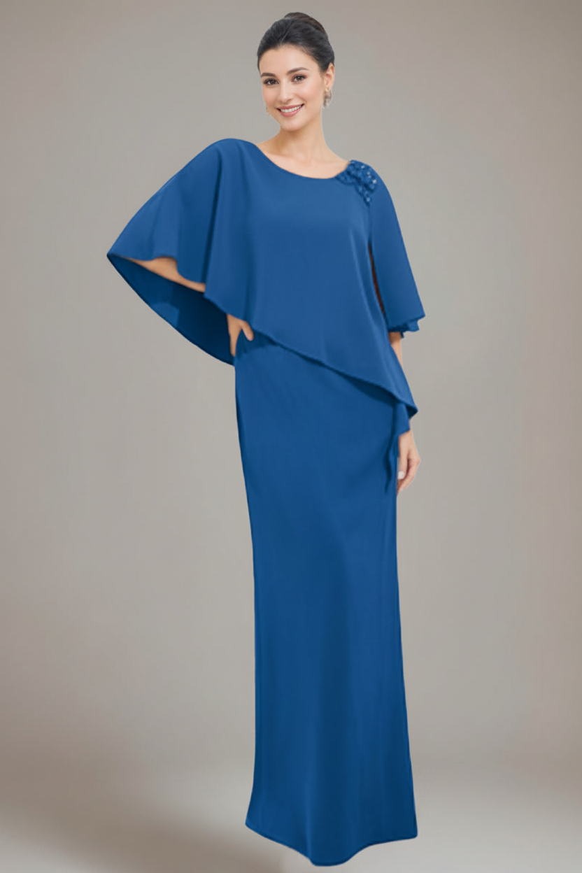 Sheath/Column Scoop Neck Mother Of The Bride & Groom Dresses with Appliques & Beadings