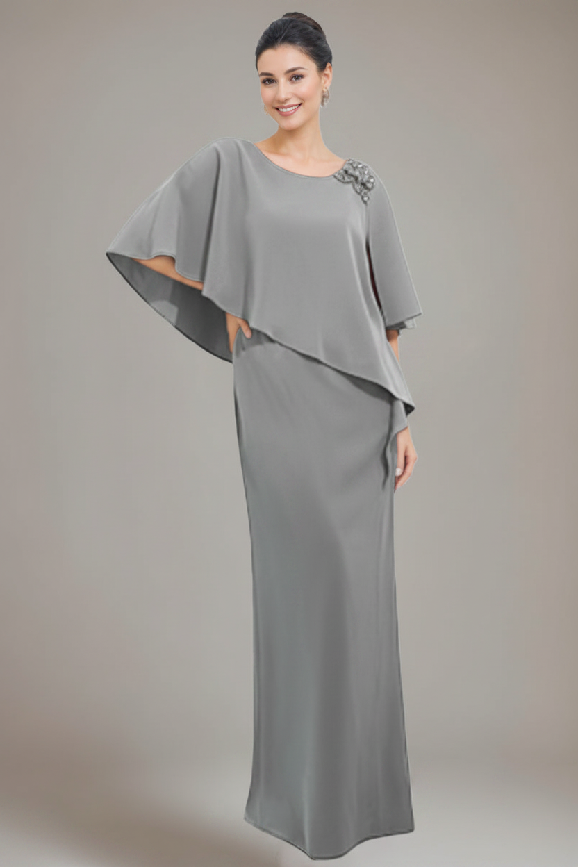 Sheath/Column Scoop Neck Mother Of The Bride & Groom Dresses with Appliques & Beadings