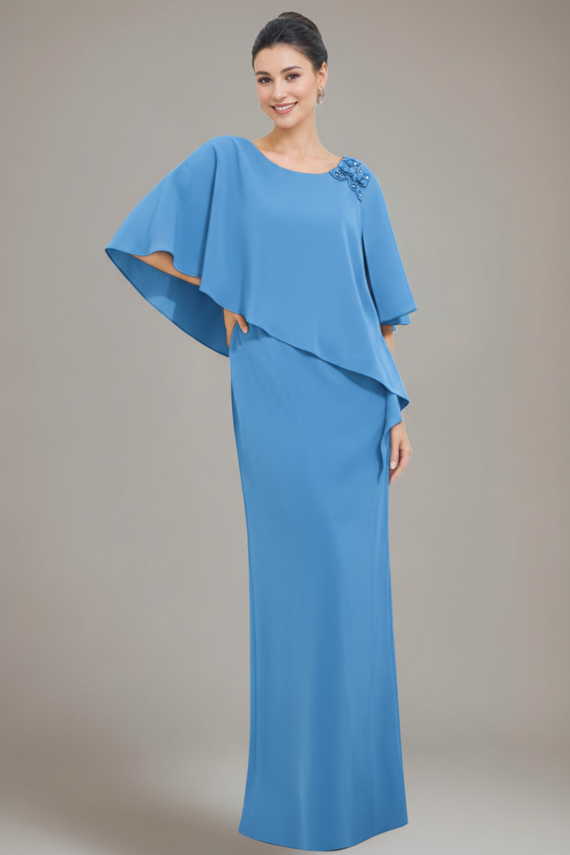 Sheath/Column Scoop Neck Mother Of The Bride & Groom Dresses with Appliques & Beadings