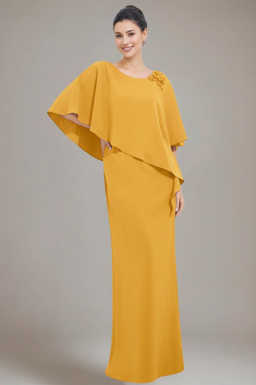 Sheath/Column Scoop Neck Mother Of The Bride & Groom Dresses with Appliques & Beadings