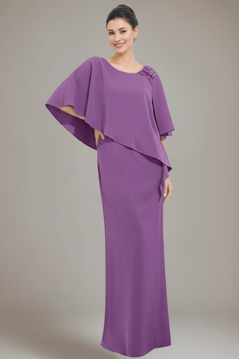 Sheath/Column Scoop Neck Mother Of The Bride & Groom Dresses with Appliques & Beadings