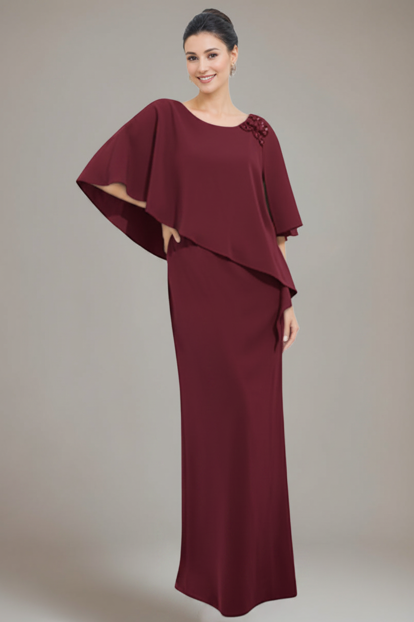 Sheath/Column Scoop Neck Mother Of The Bride & Groom Dresses with Appliques & Beadings