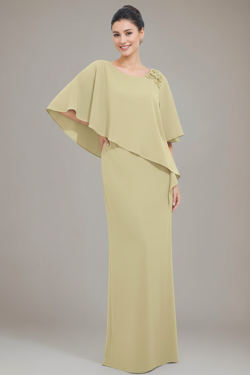 Sheath/Column Scoop Neck Mother Of The Bride & Groom Dresses with Appliques & Beadings