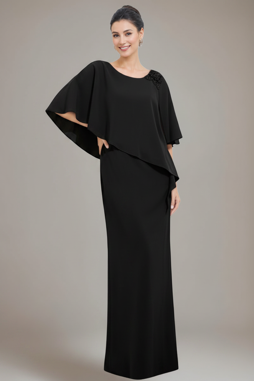 Sheath/Column Scoop Neck Mother Of The Bride & Groom Dresses with Appliques & Beadings