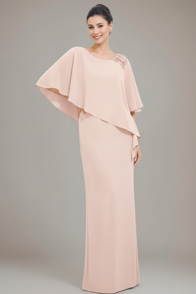 Sheath/Column Scoop Neck Mother Of The Bride & Groom Dresses with Appliques & Beadings