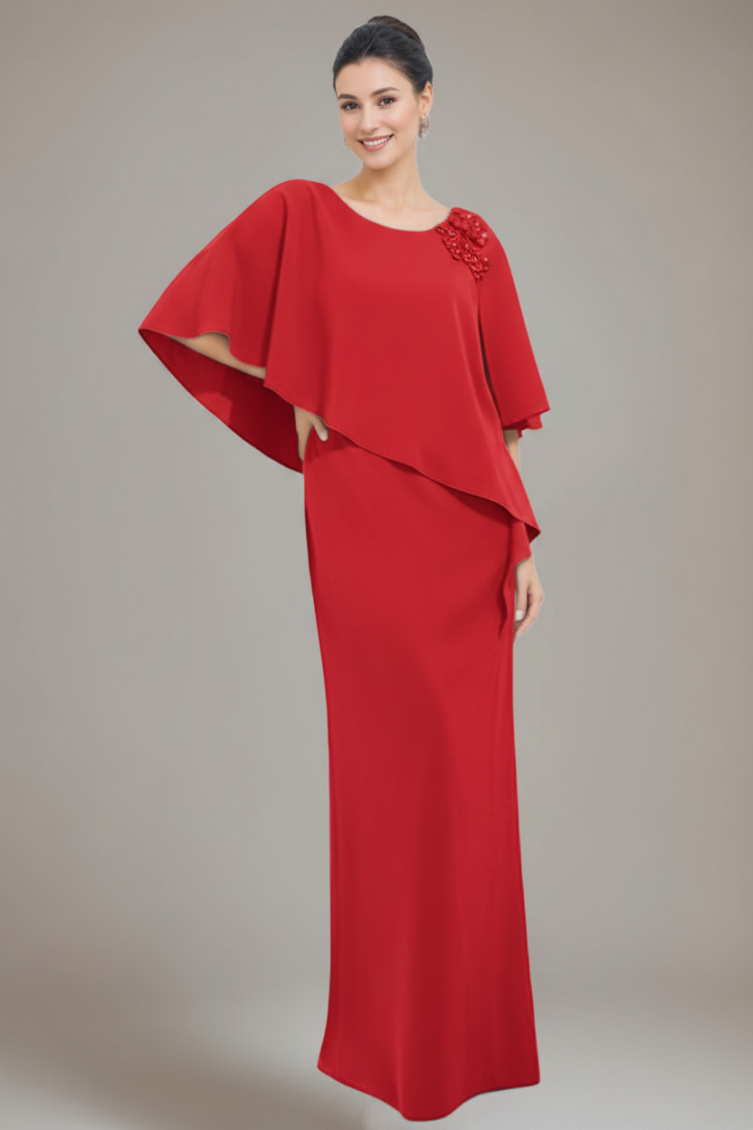 Sheath/Column Scoop Neck Mother Of The Bride & Groom Dresses with Appliques & Beadings
