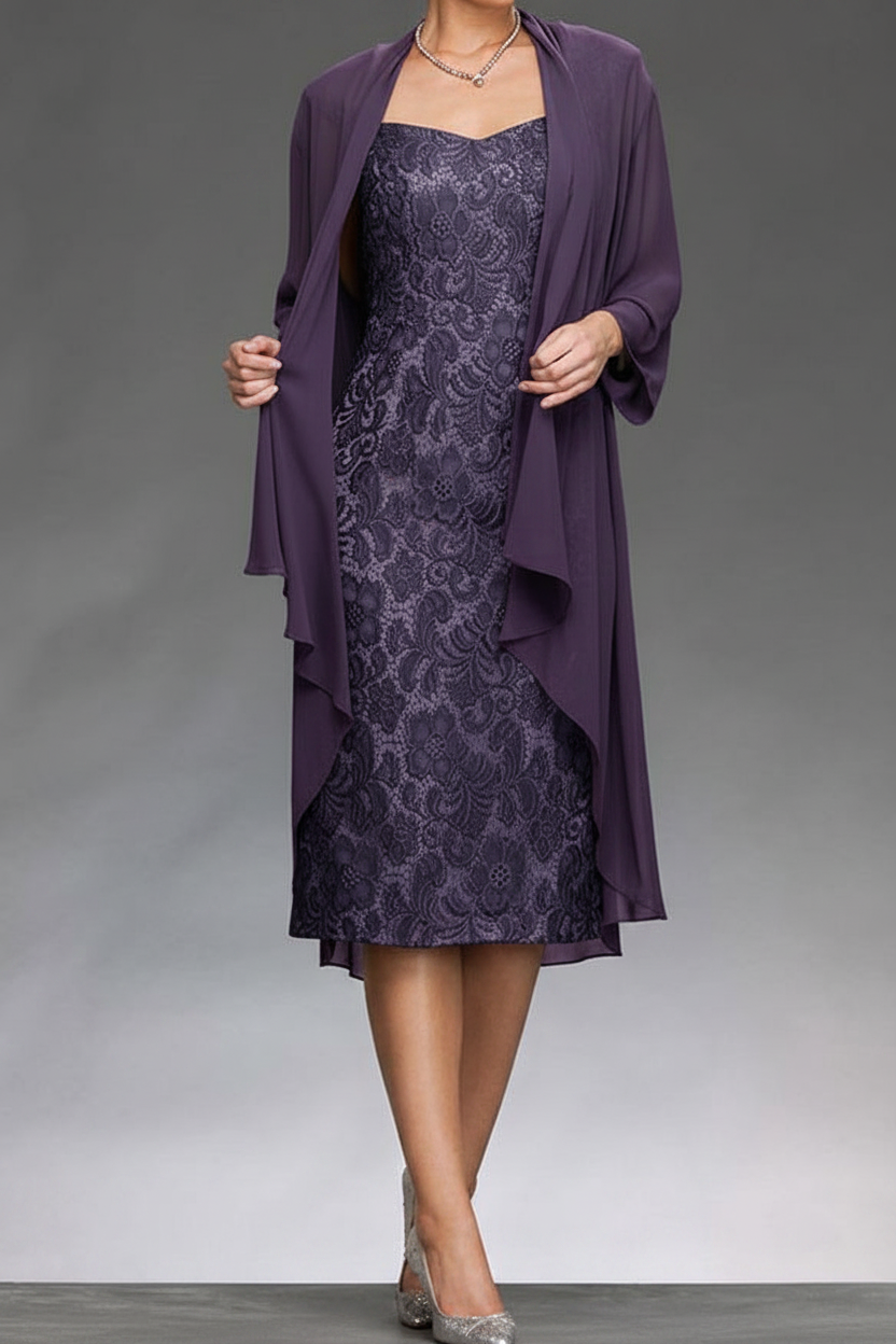 Sheath/Column Sleeveless Mother of the Bride Dresses with Applique & Jacket