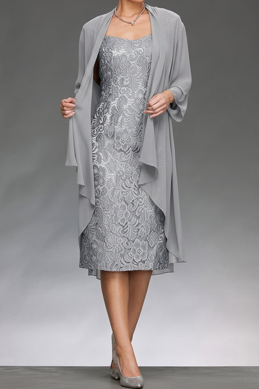 Sheath/Column Sleeveless Mother of the Bride Dresses with Applique & Jacket