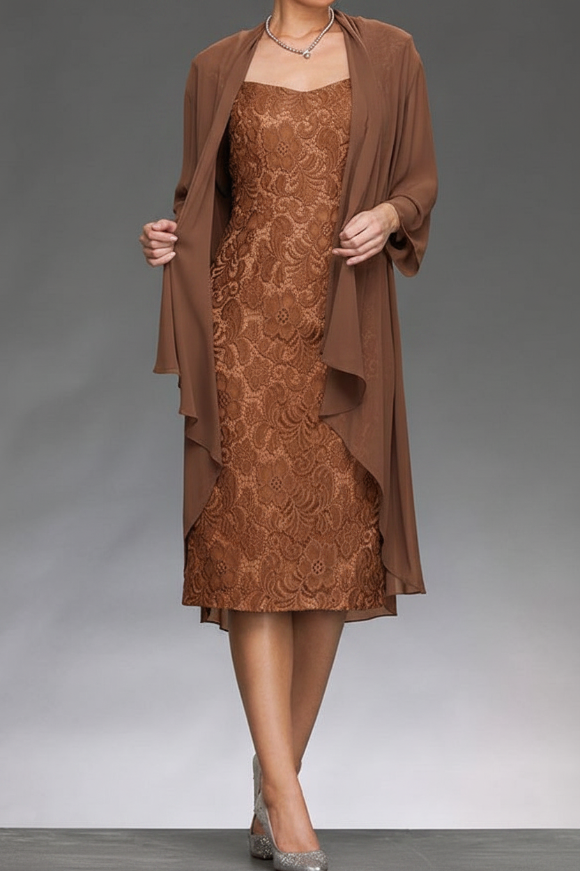 Sheath/Column Sleeveless Mother of the Bride Dresses with Applique & Jacket