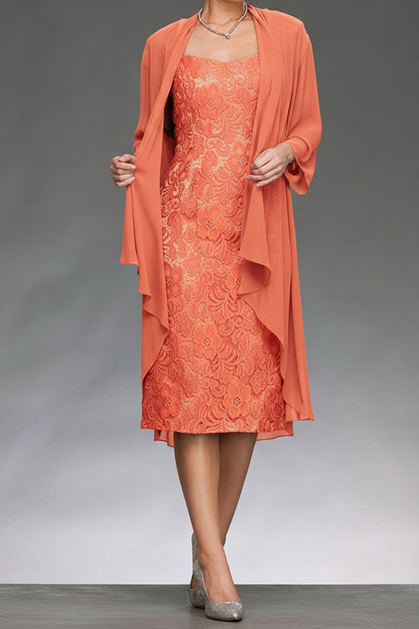 Sheath/Column Sleeveless Mother of the Bride Dresses with Applique & Jacket