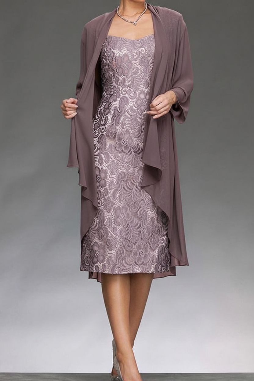 Sheath/Column Sleeveless Mother of the Bride Dresses with Applique & Jacket