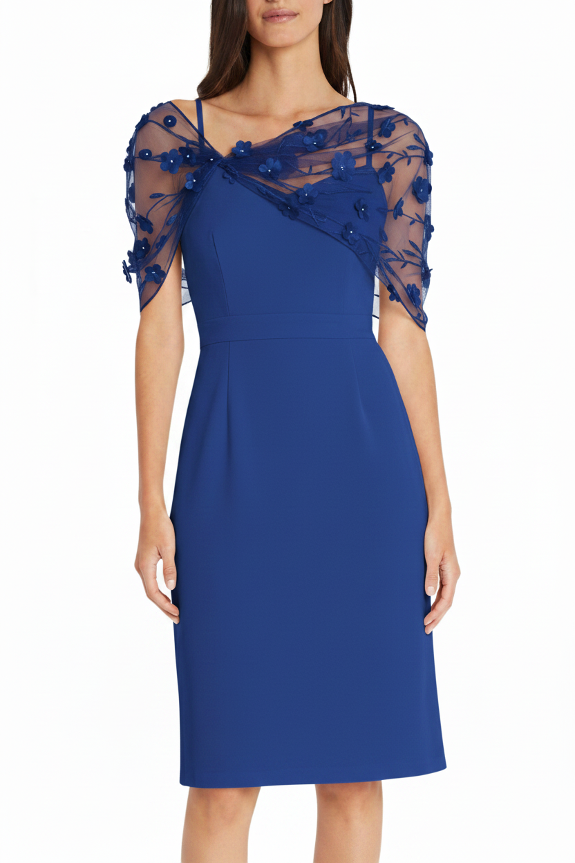 Sheath/Column Spaghetti Straps Sleeveless Knee-Length Mother of the Bride Dress With Watteau Train