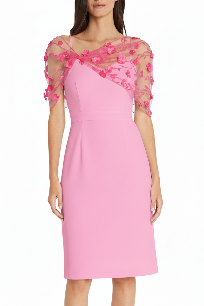 Sheath/Column Spaghetti Straps Sleeveless Knee-Length Mother of the Bride Dress With Watteau Train
