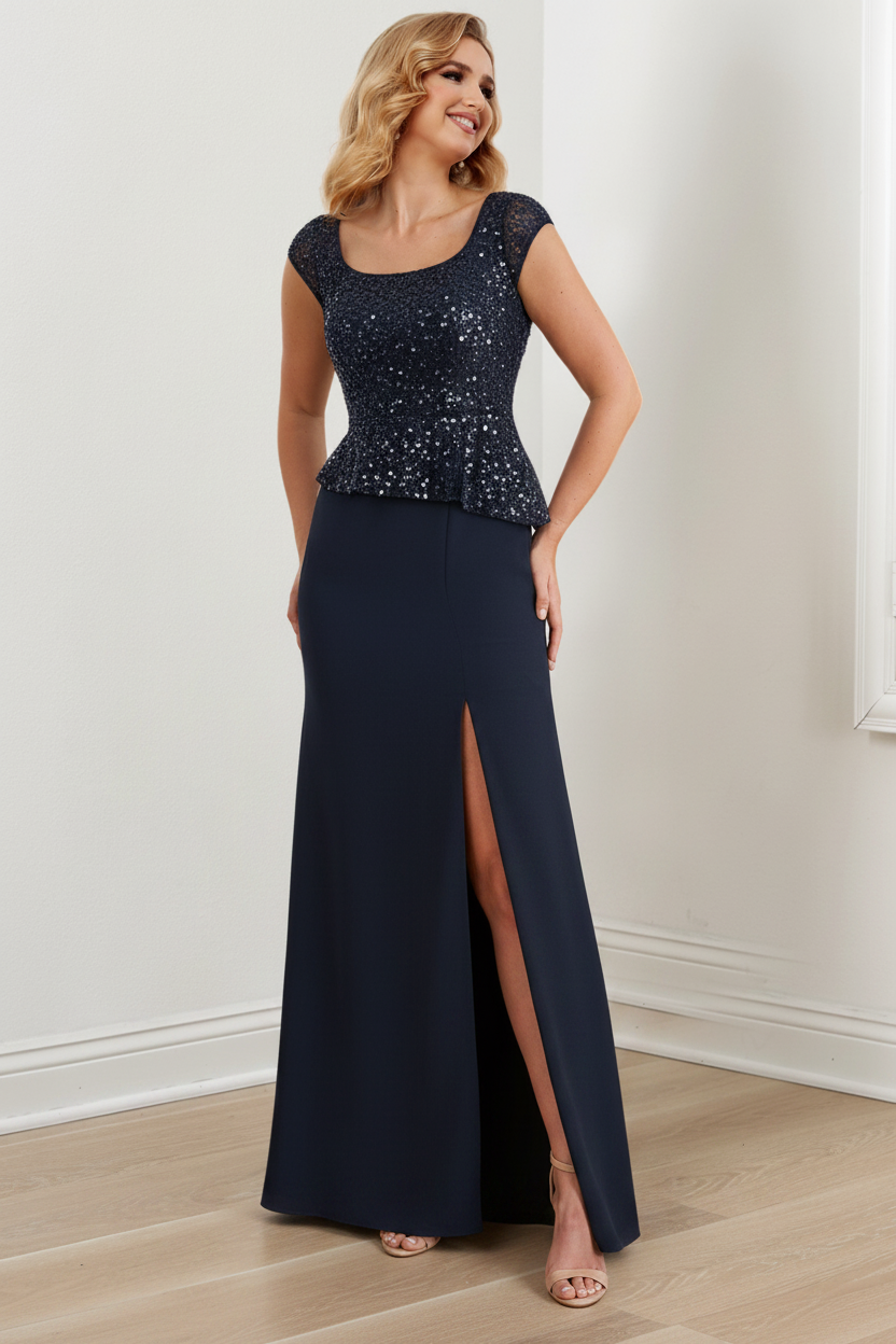 Sheath/Column Square Neck Floor-Length Mother of the Bride Dresses