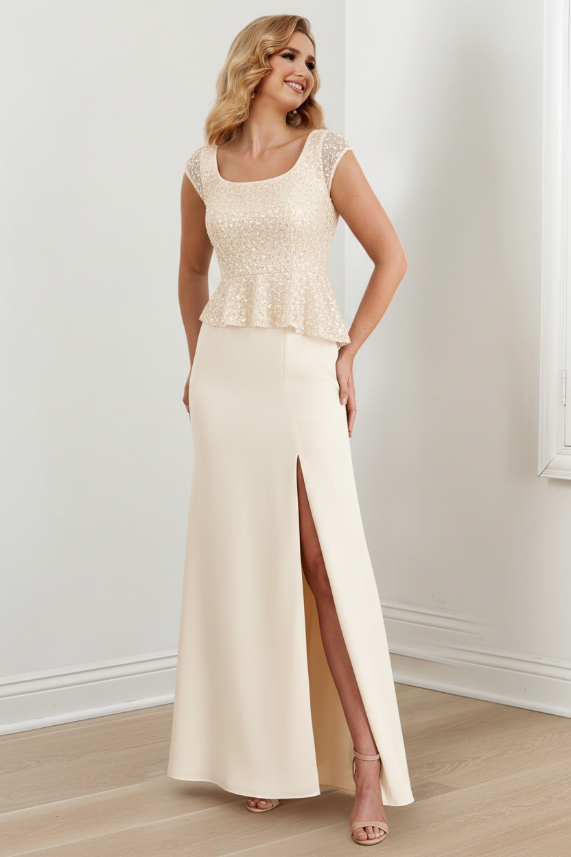 Sheath/Column Square Neck Floor-Length Mother of the Bride Dresses