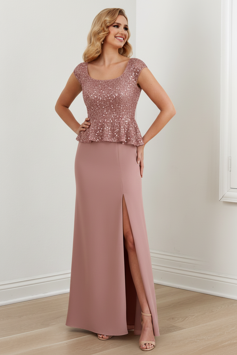 Sheath/Column Square Neck Floor-Length Mother of the Bride Dresses