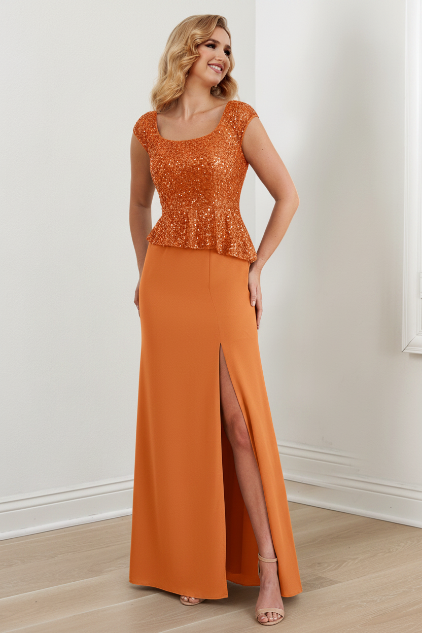 Sheath/Column Square Neck Floor-Length Mother of the Bride Dresses