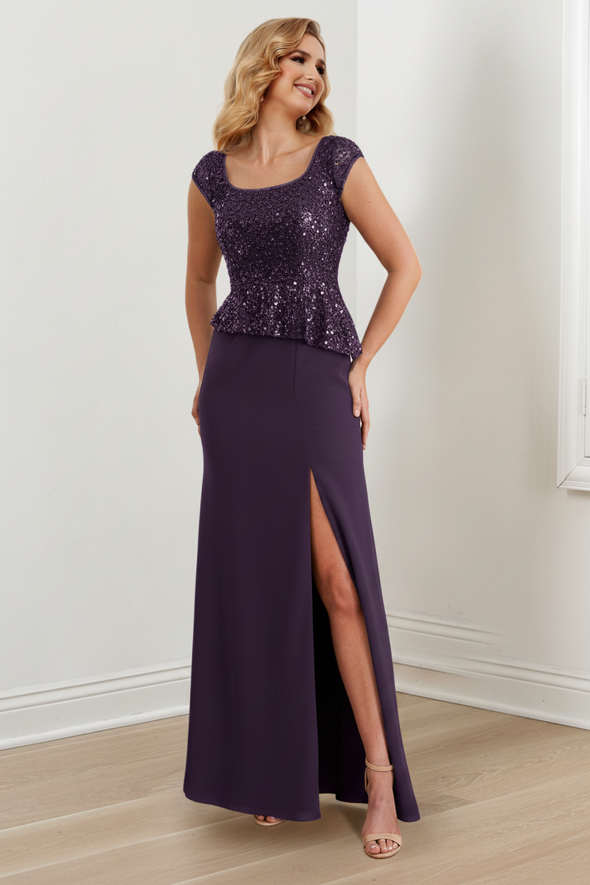 Sheath/Column Square Neck Floor-Length Mother of the Bride Dresses