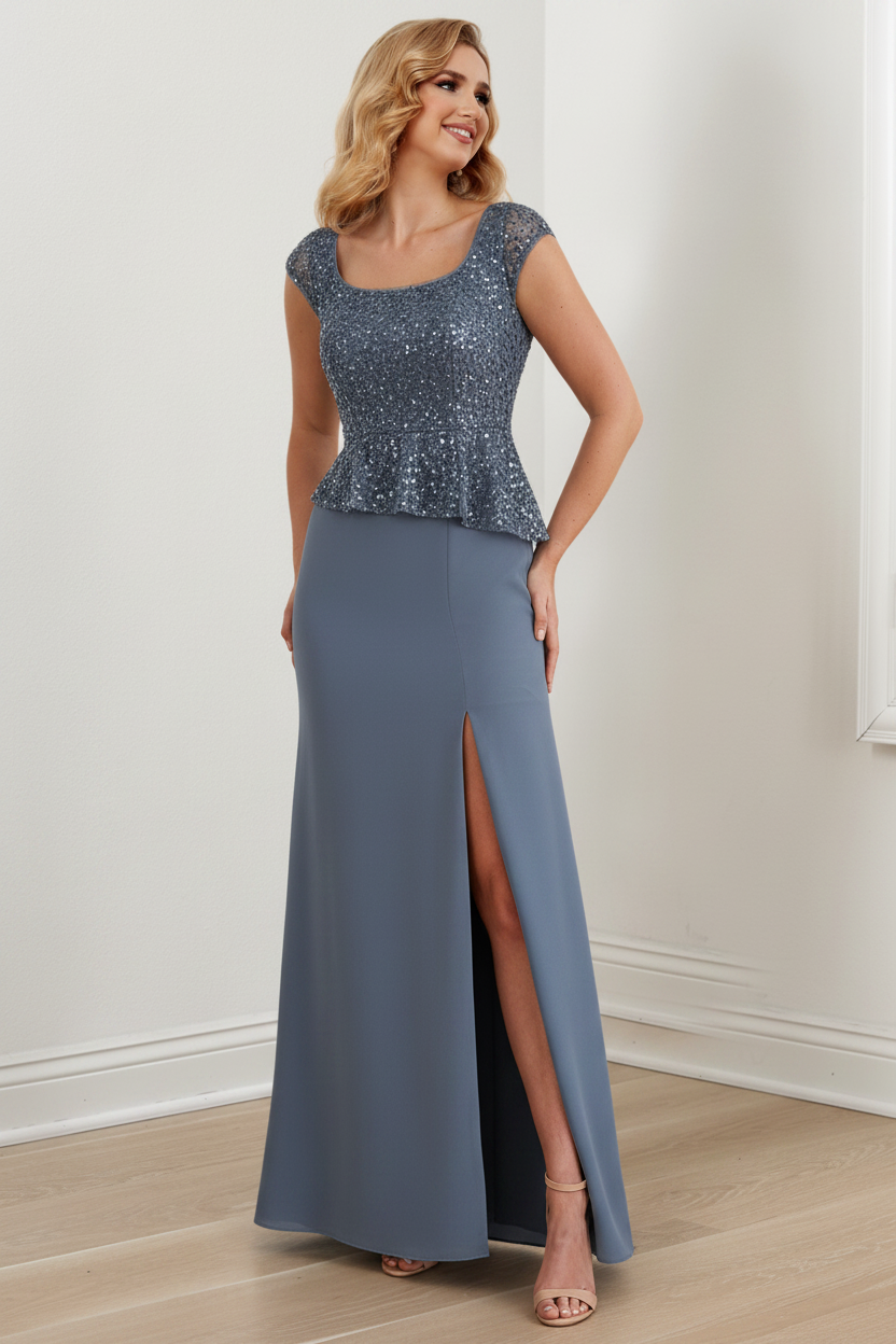 Sheath/Column Square Neck Floor-Length Mother of the Bride Dresses