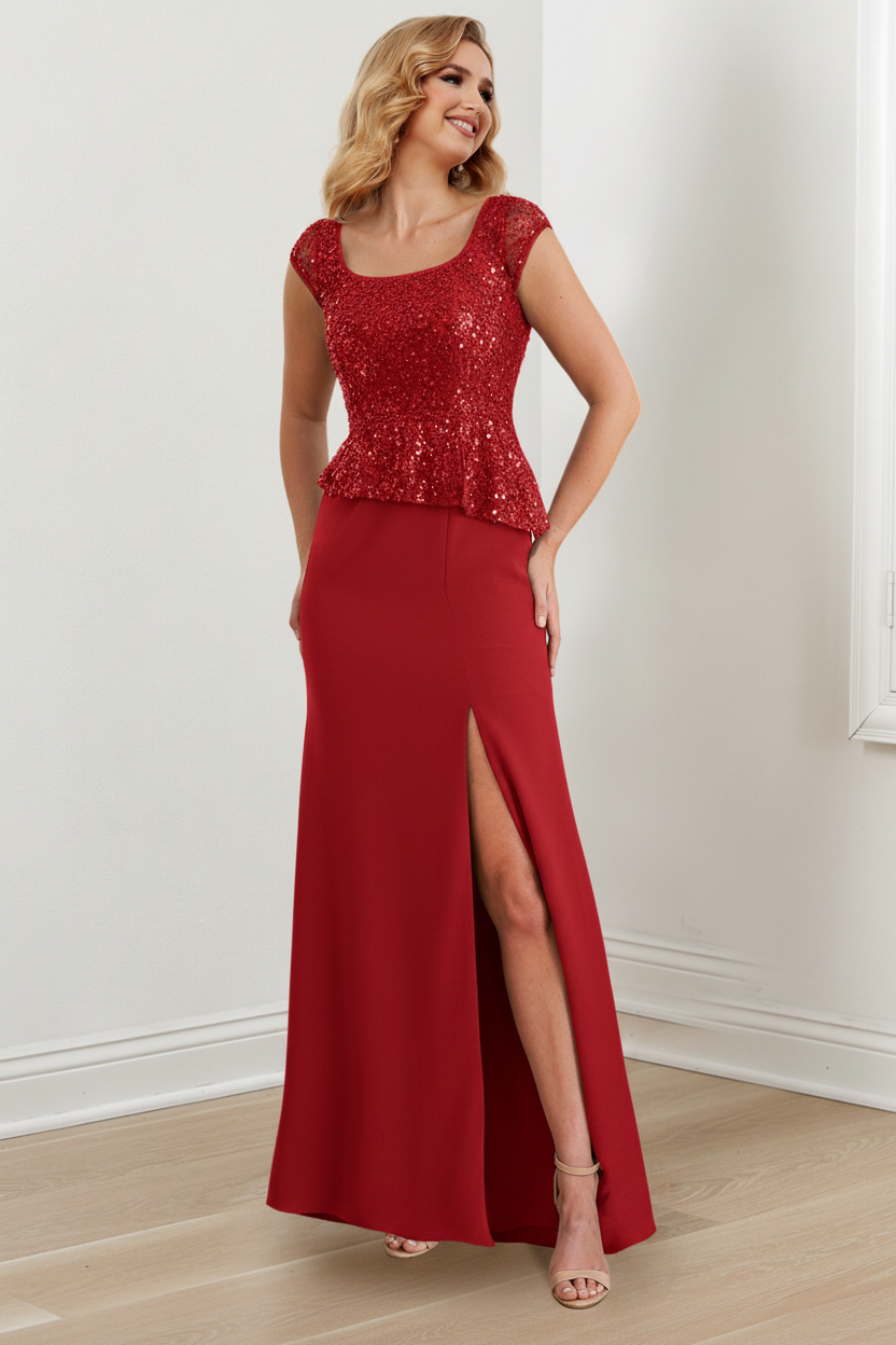 Sheath/Column Square Neck Floor-Length Mother of the Bride Dresses