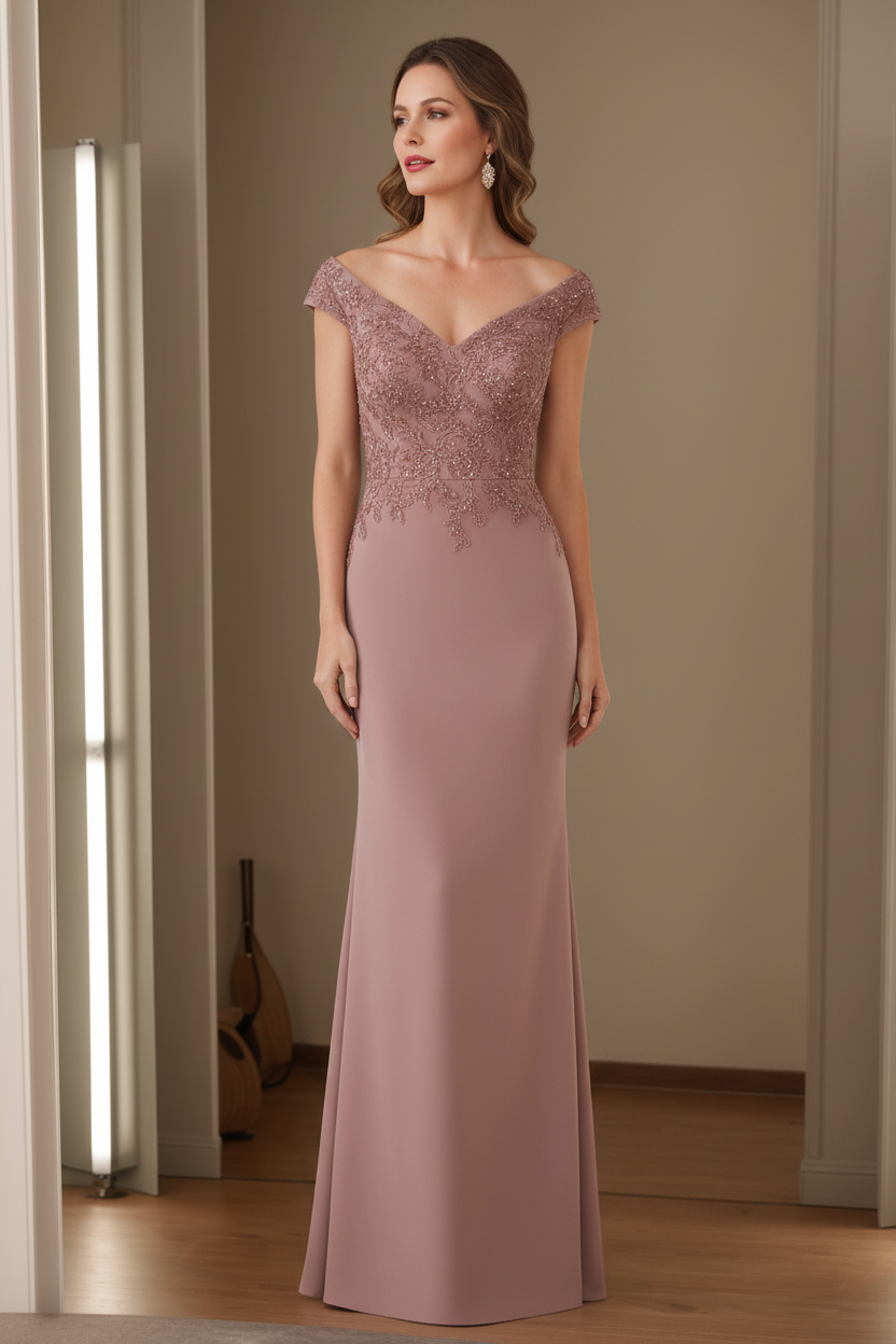 Sheath/Column V-Neck Sleeveless Mother Of The Bride Dresses with Appliques