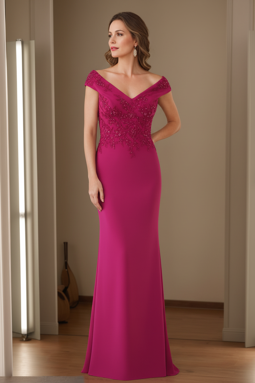 Sheath/Column V-Neck Sleeveless Mother Of The Bride Dresses with Appliques