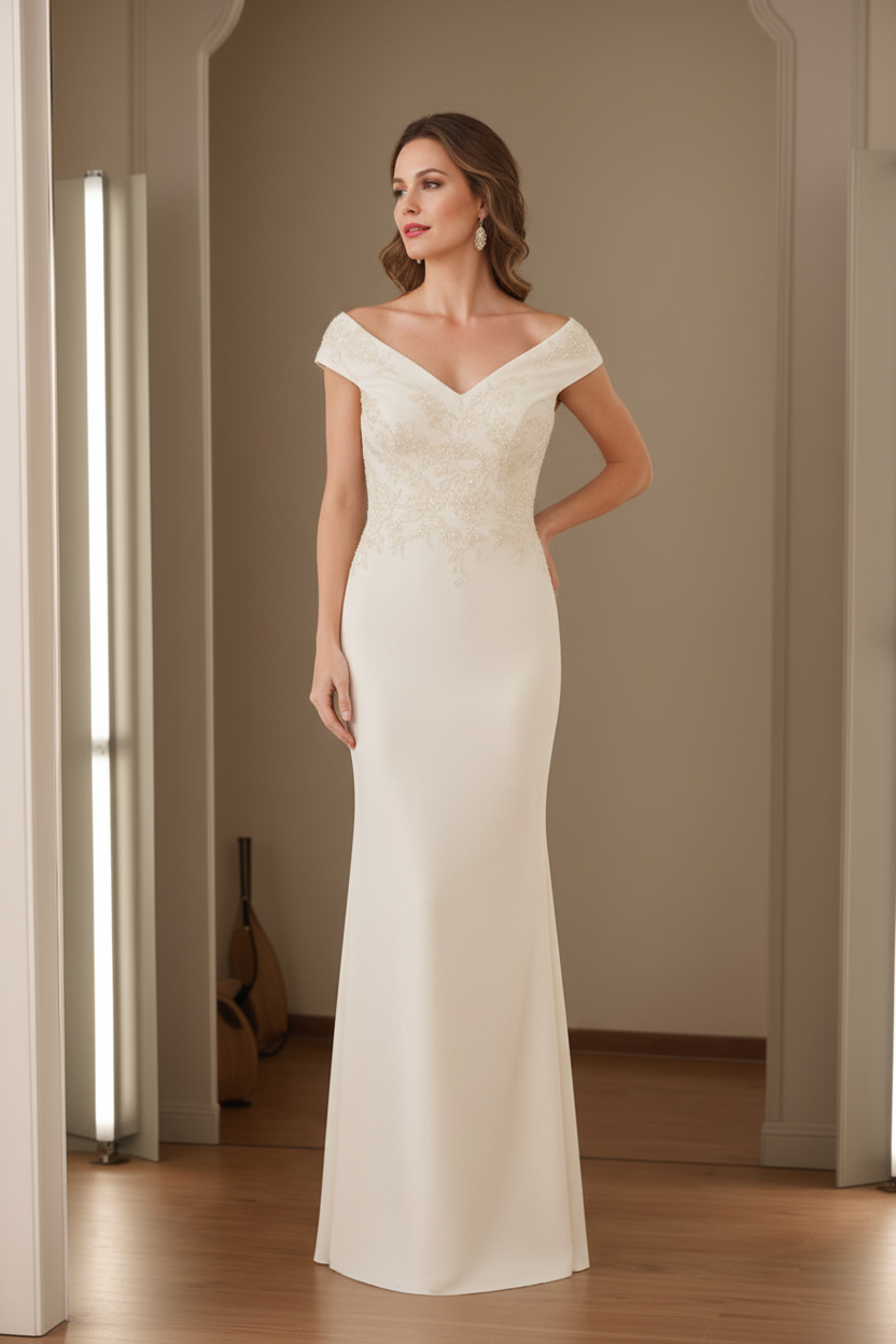 Sheath/Column V-Neck Sleeveless Mother Of The Bride Dresses with Appliques