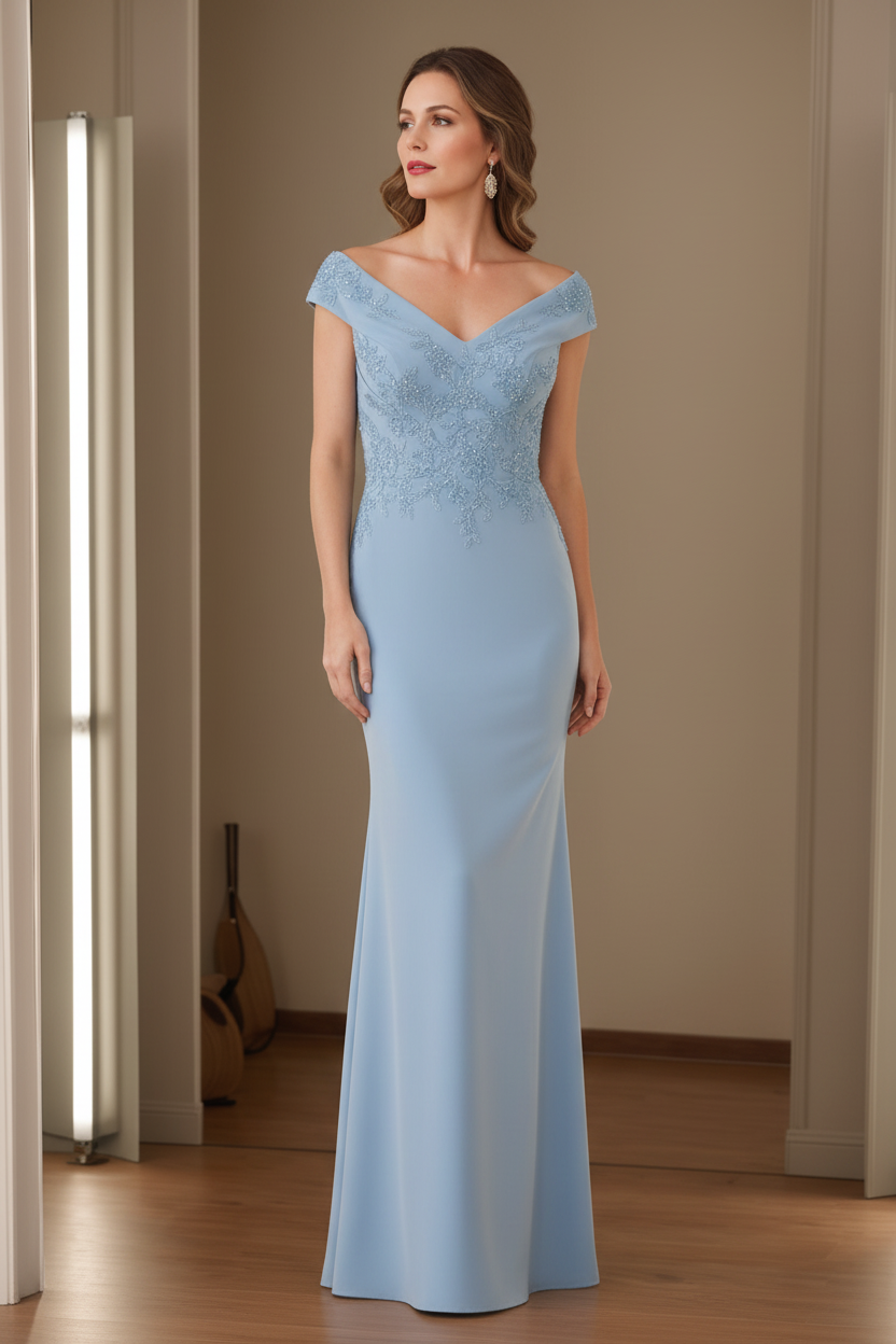 Sheath/Column V-Neck Sleeveless Mother Of The Bride Dresses with Appliques