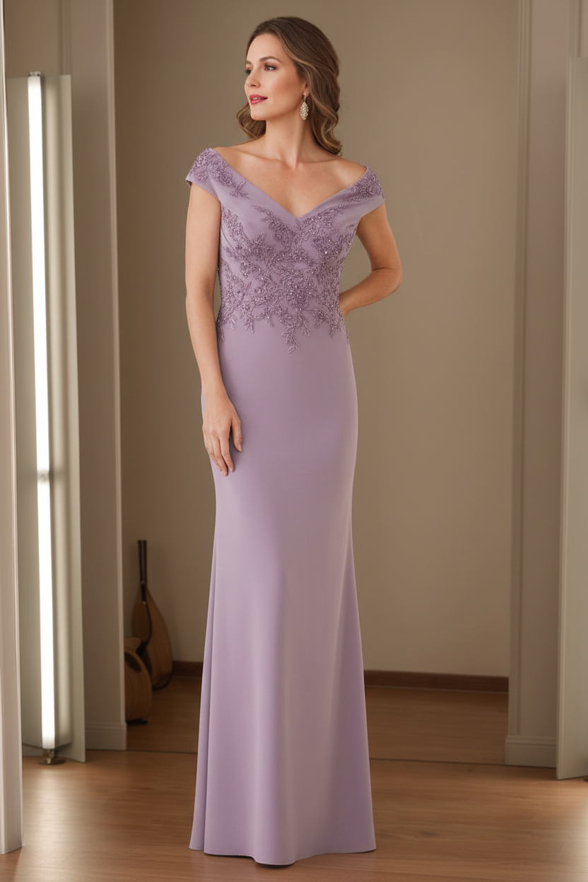 Sheath/Column V-Neck Sleeveless Mother Of The Bride Dresses with Appliques