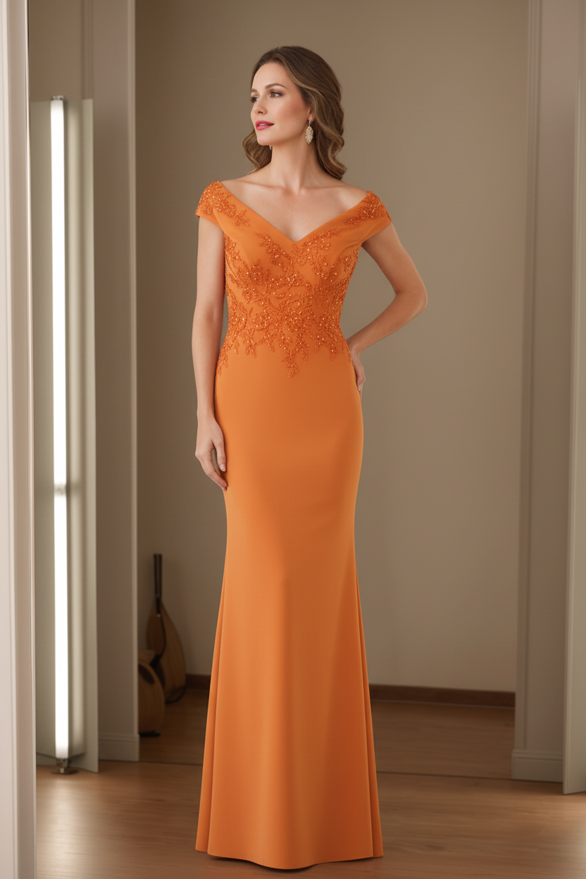 Sheath/Column V-Neck Sleeveless Mother Of The Bride Dresses with Appliques