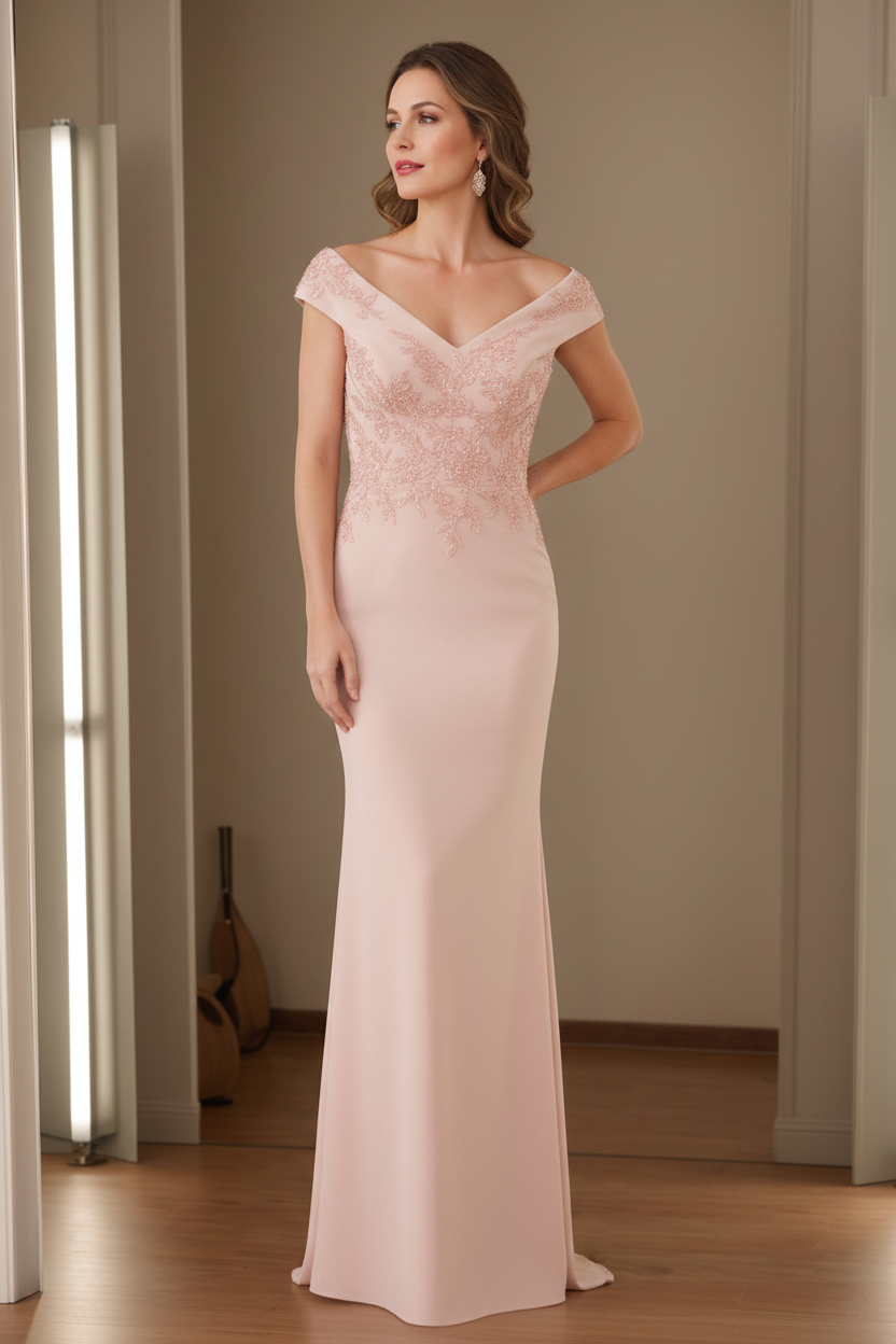Sheath/Column V-Neck Sleeveless Mother Of The Bride Dresses with Appliques