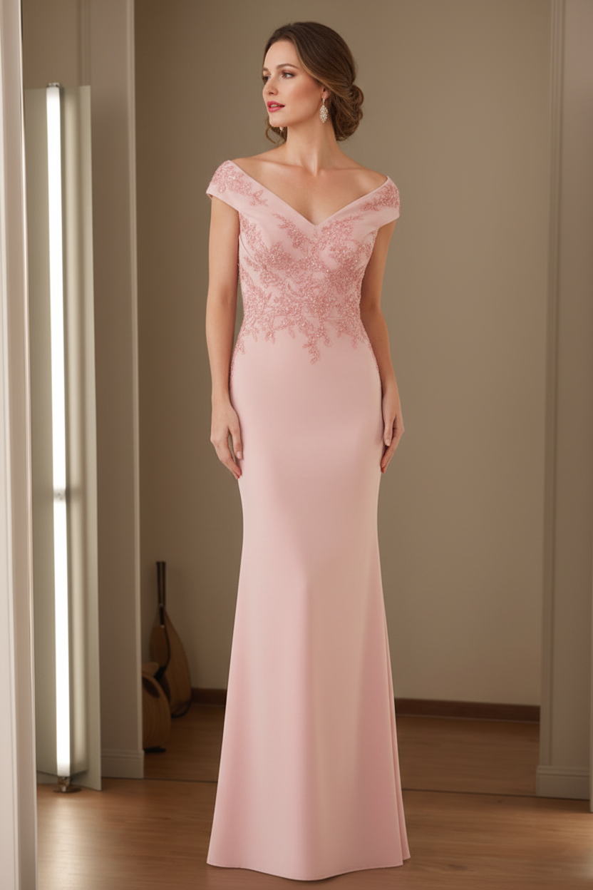 Sheath/Column V-Neck Sleeveless Mother Of The Bride Dresses with Appliques