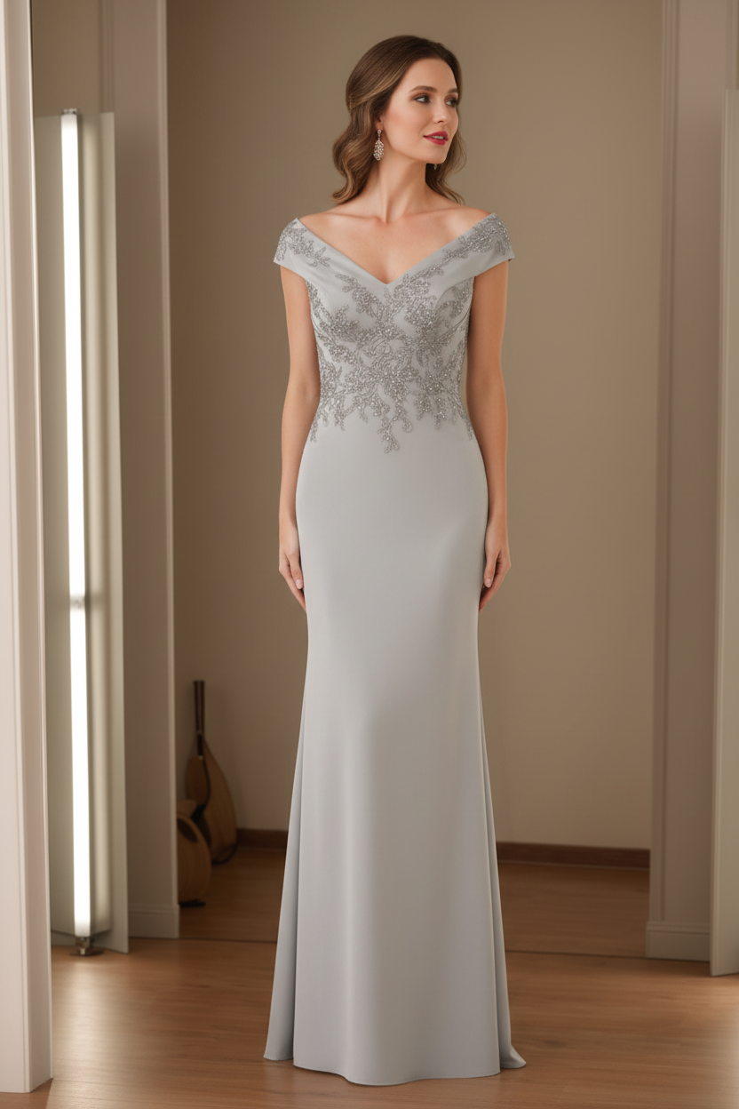 Sheath/Column V-Neck Sleeveless Mother Of The Bride Dresses with Appliques