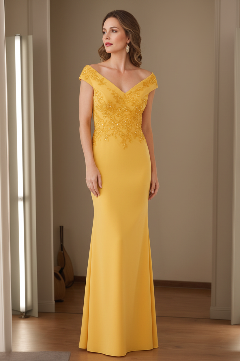 Sheath/Column V-Neck Sleeveless Mother Of The Bride Dresses with Appliques