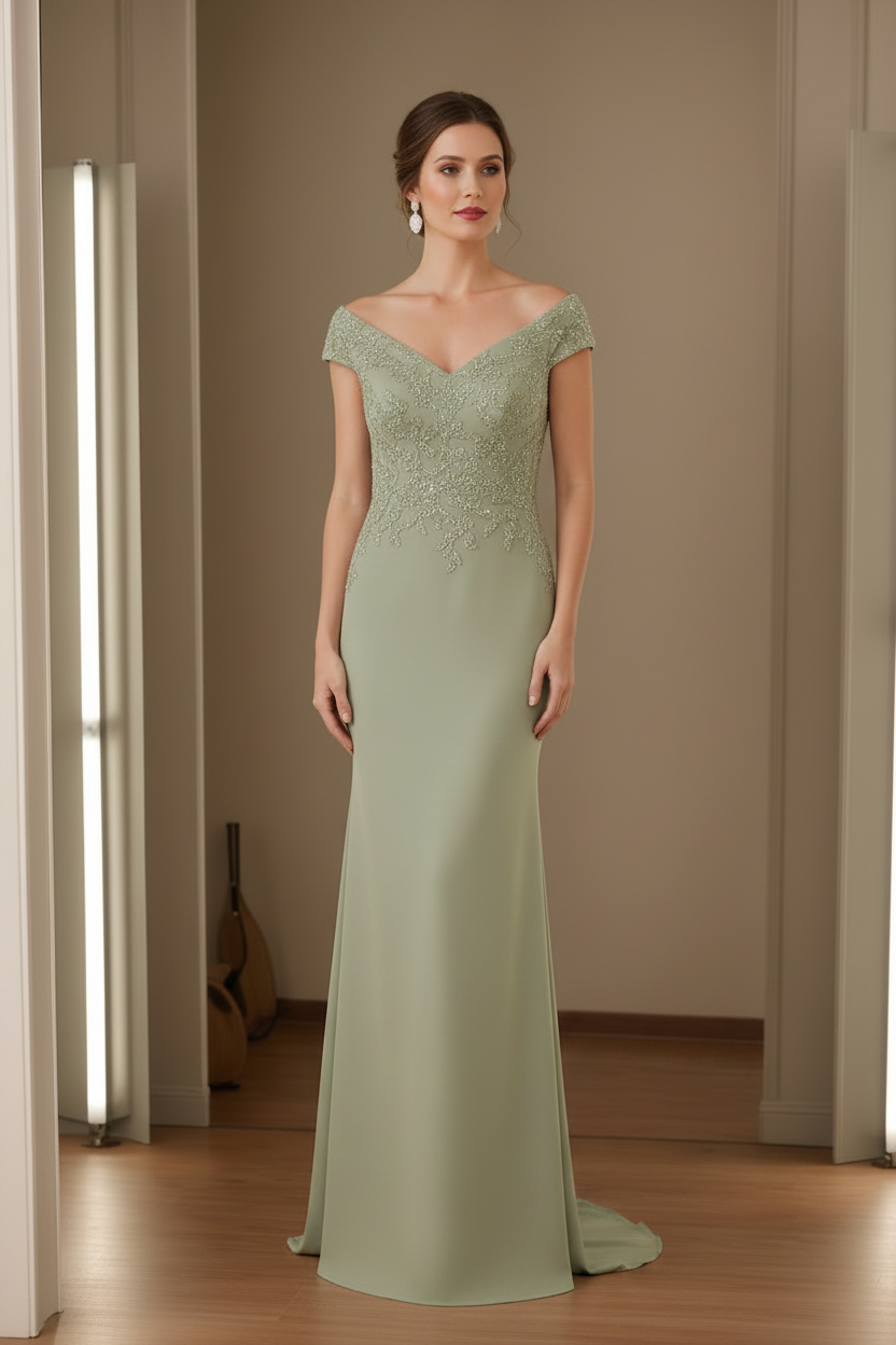Sheath/Column V-Neck Sleeveless Mother Of The Bride Dresses with Appliques