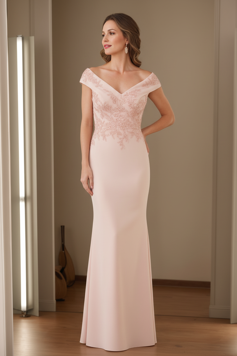 Sheath/Column V-Neck Sleeveless Mother Of The Bride Dresses with Appliques