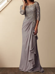 Sheath Column Scoop Floor Length Mother Of The Bride Dresses