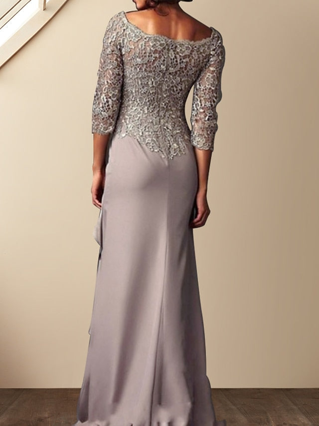 Sheath Column Scoop Floor Length Mother Of The Bride Dresses