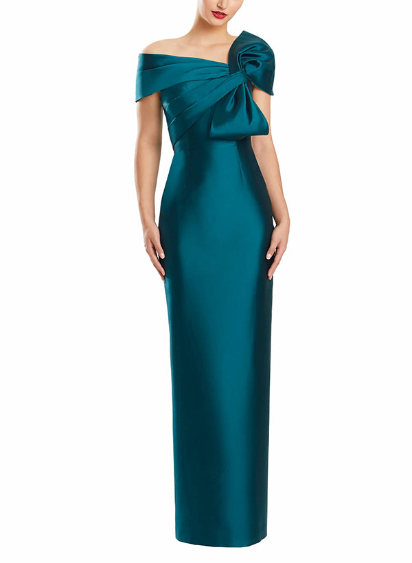 Sheath Column One Shoulder Floor Length Mother Of The Bride Dresses With Bow