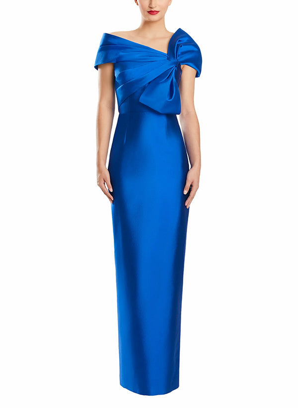 Sheath Column One Shoulder Floor Length Mother Of The Bride Dresses With Bow