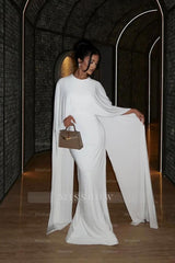 Shinning White Sleeveless Pleated Long Formal Dress With Shawl