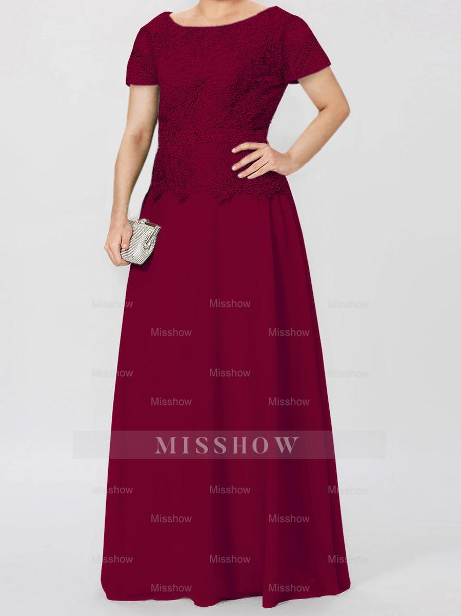 Short-Sleeve A-Line Princess Mother of the Bride Dress with Applique and Sequins