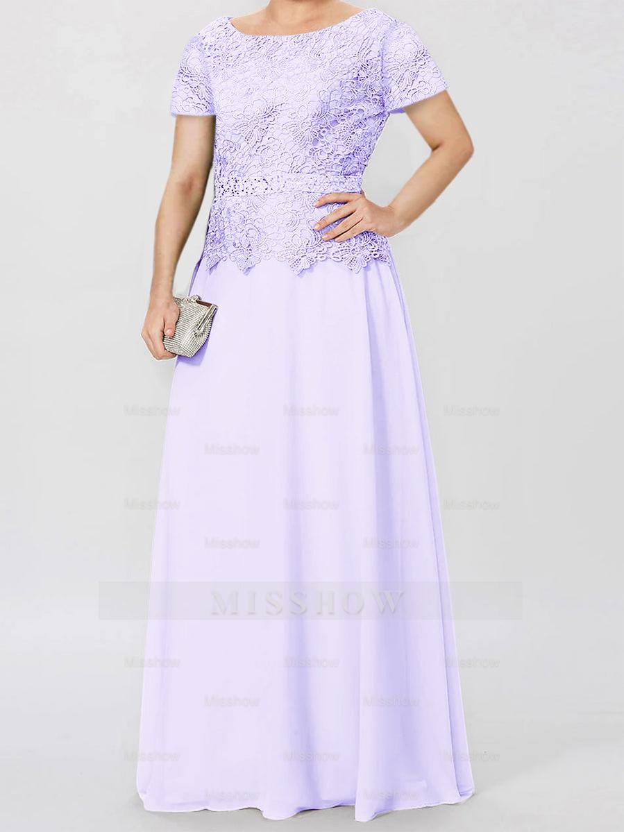 Short-Sleeve A-Line Princess Mother of the Bride Dress with Applique and Sequins
