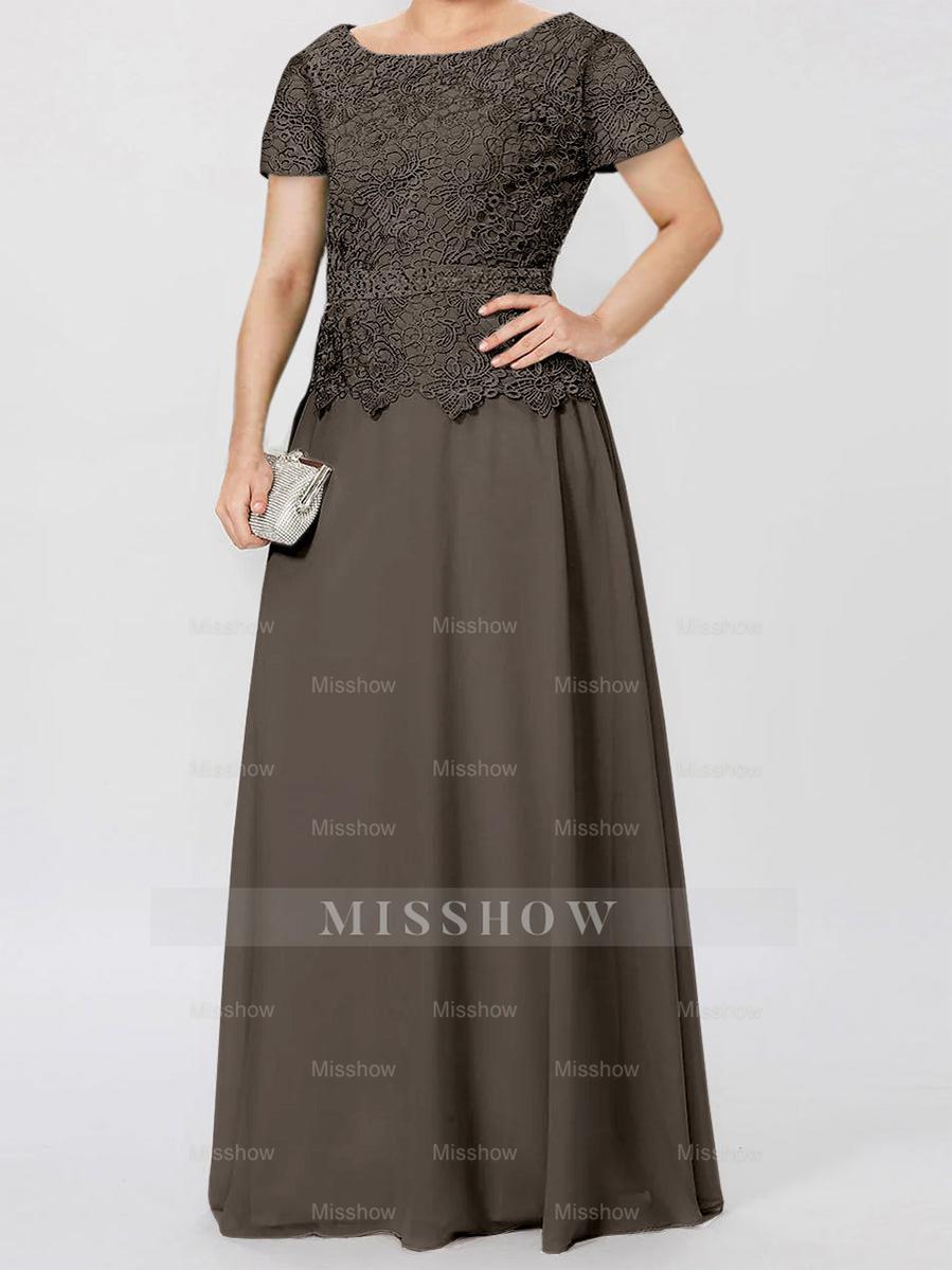 Short-Sleeve A-Line Princess Mother of the Bride Dress with Applique and Sequins