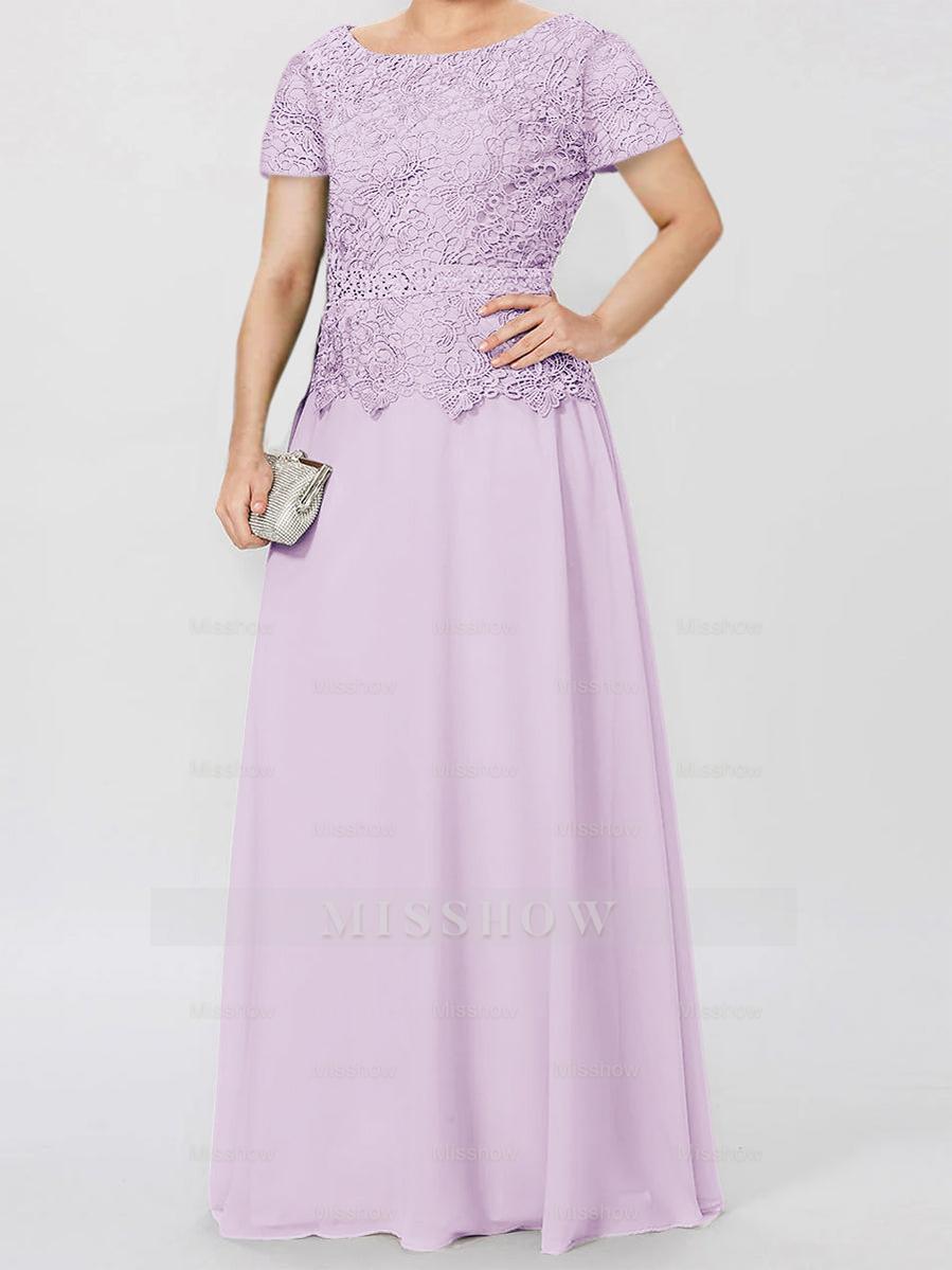 Short-Sleeve A-Line Princess Mother of the Bride Dress with Applique and Sequins