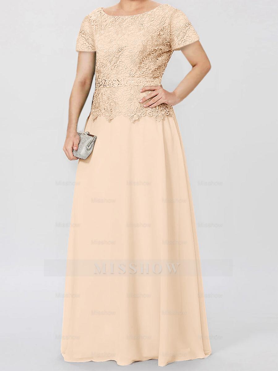 Short-Sleeve A-Line Princess Mother of the Bride Dress with Applique and Sequins